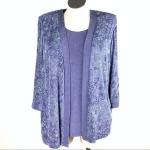 Dress Barn collection formal jacket size 16 W purple lilac paisley glitter